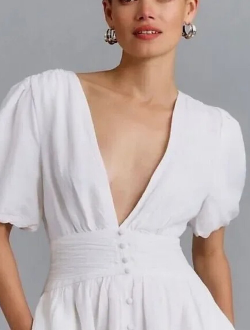 Anthropologie White Katerina Puff Sleeve Mini Dress - Picture 2 of 6